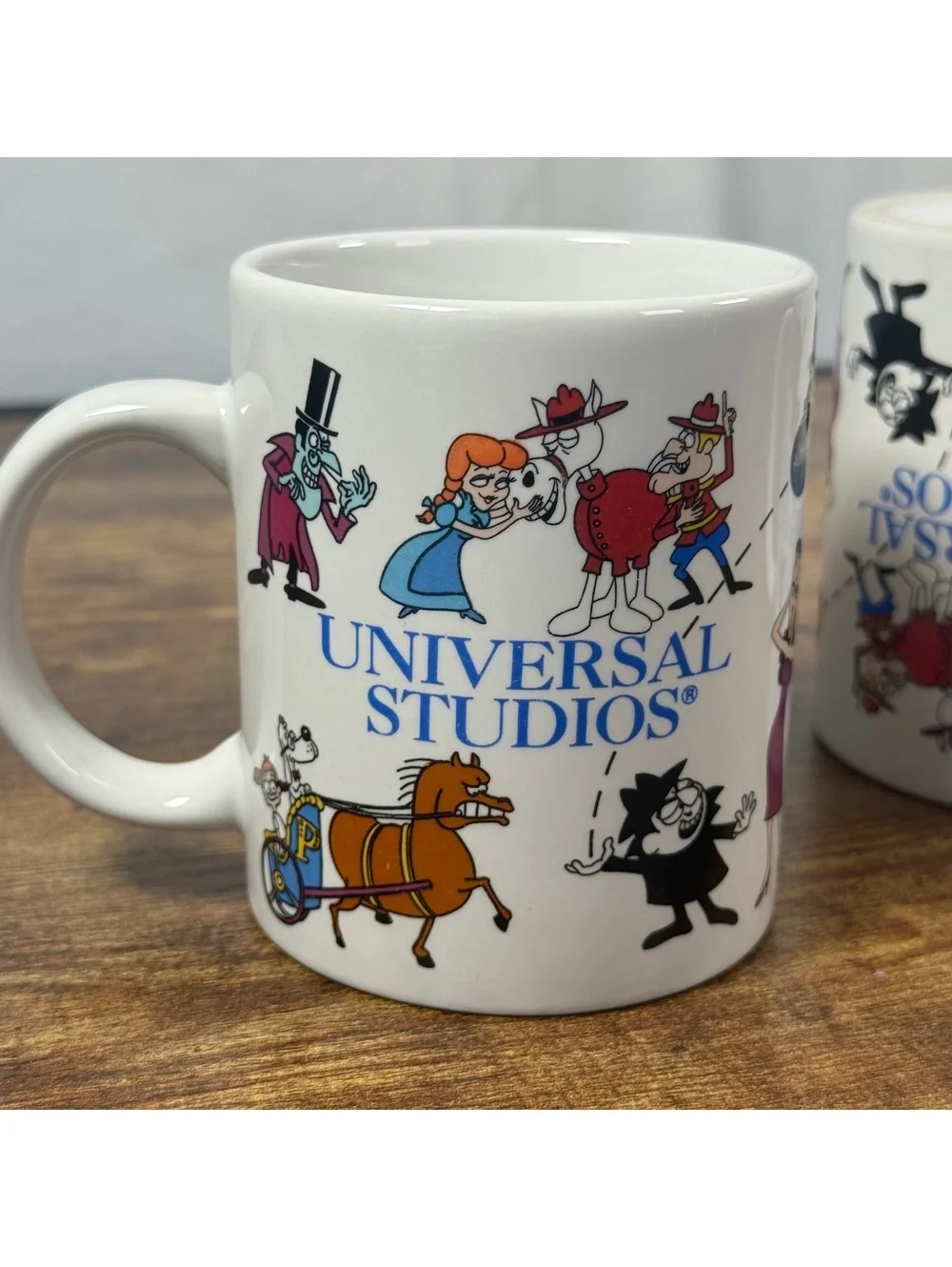 Vintage 1991 Rocky & Bullwinkle Universal Studios Mugs Set BOB & JANE Named